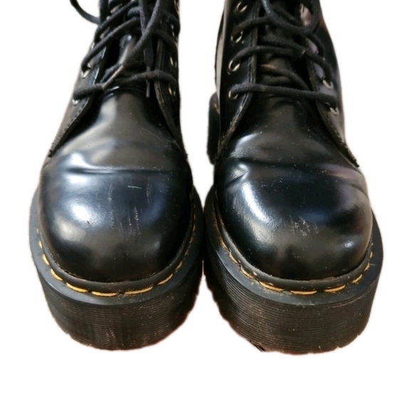 Dr. Marten Unisex Black Jadon Platform Boot In Black In Polished Smooth 9W 8M - Picture 8 of 15